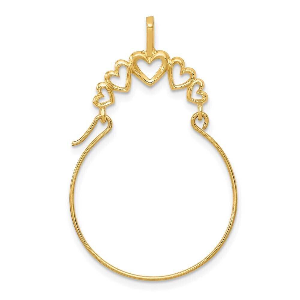 Million Charms 10k Yellow Gold Polished 5-Heart Charm Holder Genuine Gold